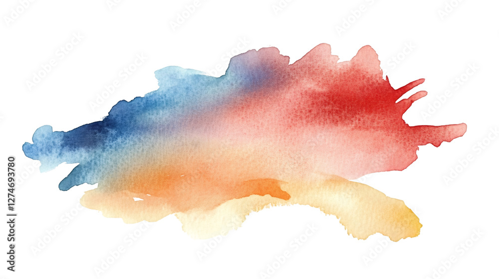 Poster Vibrant watercolor splash merging colorful hues, creating artistic background with open space for design elements