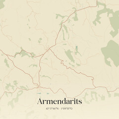 Obraz premium Vintage map of Armendarits, France.