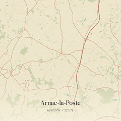 Fototapeta premium Vintage map of Arnac-la-Poste, France.