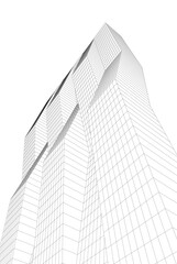 Fototapeta premium Abstract Architectural Wireframe: Geometric Cityscape with Minimalist Perspective