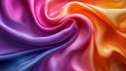Obraz premium Vibrant multicolored fabric swirl with gradient shades of purple, pink, and orange