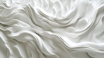 Fototapeta premium Abstract white fabric waves creating fluid and dynamic texture pattern