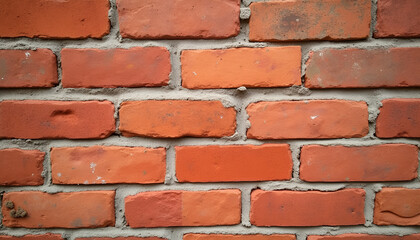 Obraz premium Textured red brick wall in rustic style with distinct mortar joints and earthy tones
