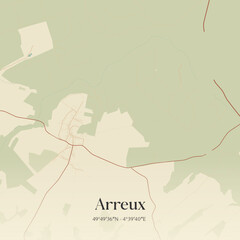 Obraz premium Vintage map of Arreux, France.