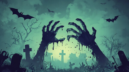 Animation of a zombie hand coming out of the ground