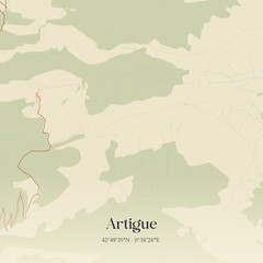 Fototapeta premium Vintage map of Artigue, France.