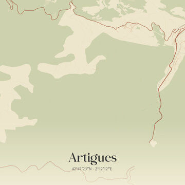 Vintage map of Artigues, France.