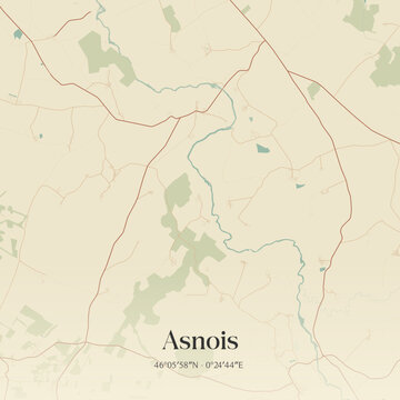 Vintage map of Asnois, France.