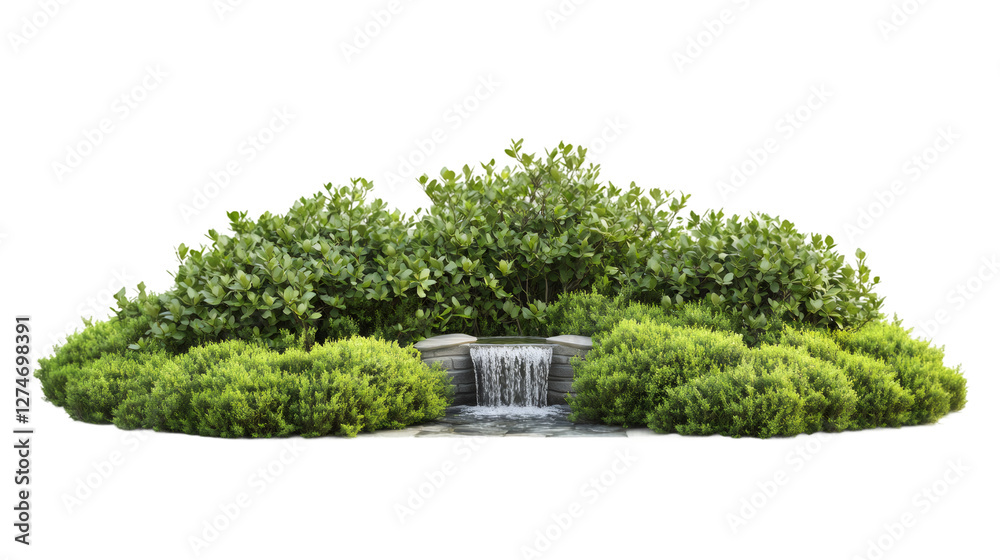 Poster verdant greenery surrounding cascading waterfall, offering serene nature-inspired backdrop for digit