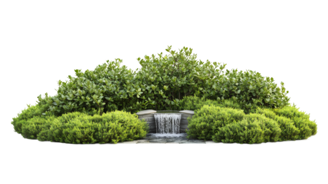 Verdant greenery surrounding cascading waterfall, offering serene nature-inspired backdrop for digital design projects