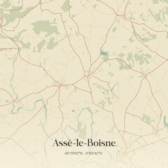 Fototapeta premium Vintage map of Assé-le-Boisne, France.