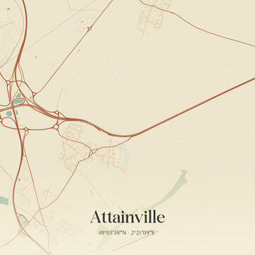 Vintage map of Attainville, France.