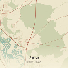 Fototapeta premium Vintage map of Atton, France.