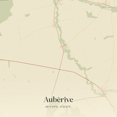 Vintage map of Aub&eacute;rive, France.
