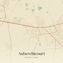 Fototapeta premium Vintage map of Auberchicourt, France.