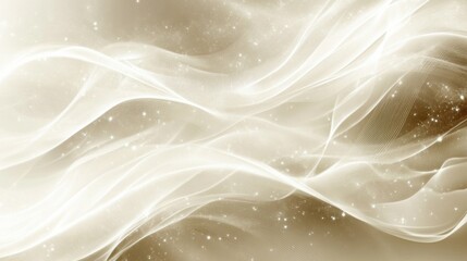 Waves of thin air white lines on a beige gradient background. Space for text.