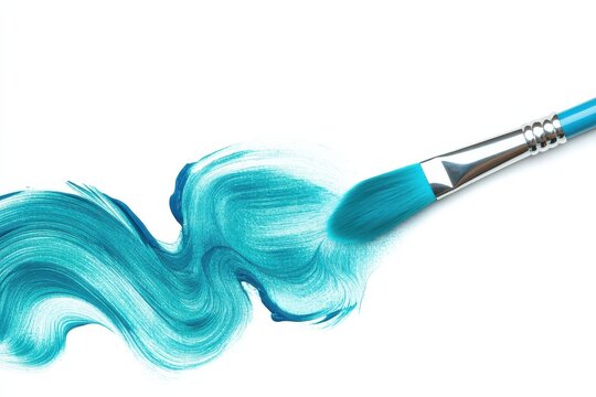 Vibrant turquoise brush stroke captures creativity in artistic expression and design isolated on transparent background