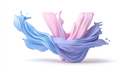 Fototapeta premium Swirling pastel pink and blue fabric create a dynamic, abstract composition.