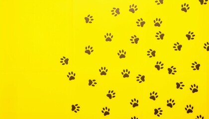 Abstract paw print pattern on vibrant yellow background, playful branding