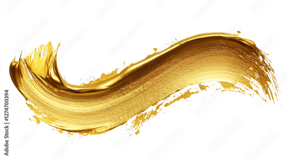 Poster Wavy golden brush stroke creating a dynamic and elegant design element, ideal for adding a touch of luxury to projects
