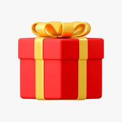 Red gift box clipart, 3d birthday graphic