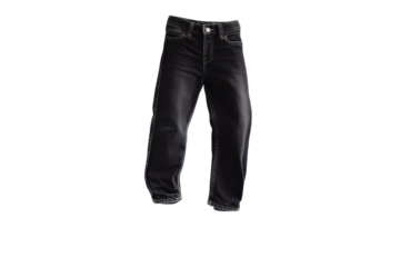 Stylishly suspended black jeans caught in a moment of whimsical fashion creativity isolated on transparent background