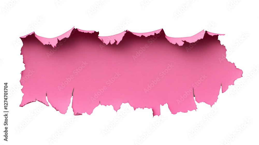 Poster ragged pink paper edge revealing transparent overlay for design element placement