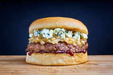 Blue Cheese Burger with Caramelized Onions