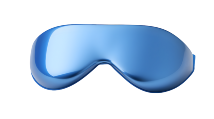 Futuristic blue sleep mask with sleek reflective design. Comfortable eye mask for relaxation, meditation, and travel. Ideal for sleep improvement, blocking light, and relieving stress.

