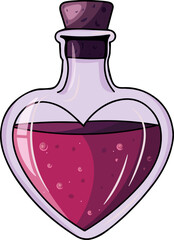 Valentine's Day love potion. Romantic, magic love. Vector clipart, illustration with isolated background. © Universe Mary