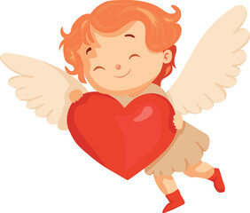 Cupid. Valentine's Day. 14 February concept. Vector clipart, illustration with isolated background.