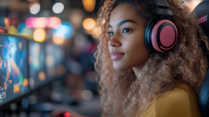 Woman Gamer Playing on a PC