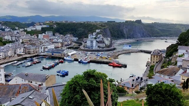 Panoramic view of the town of Luarca, Asturias, Spain.