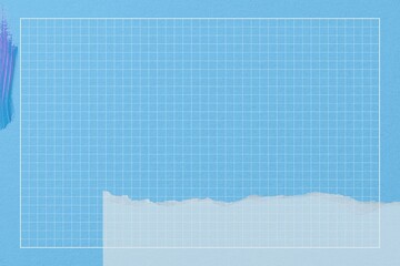 Grid blue background, ripped paper collage element