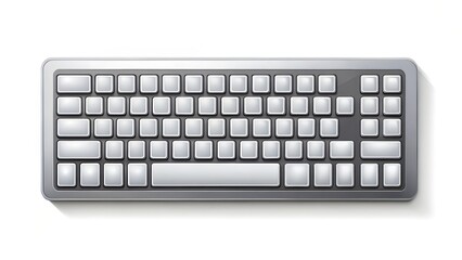 Silver Keyboard on White Background