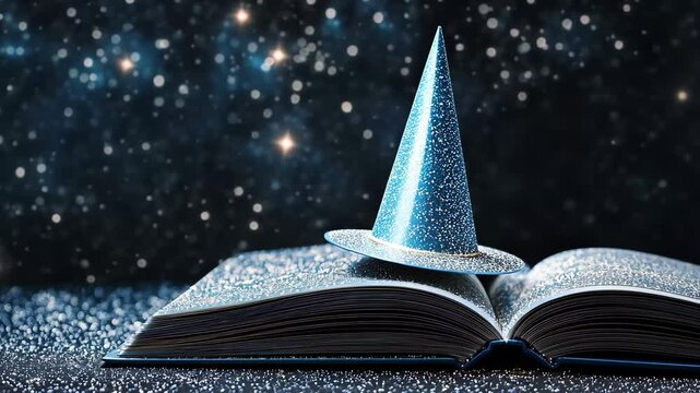 Open book of magic and sorcery