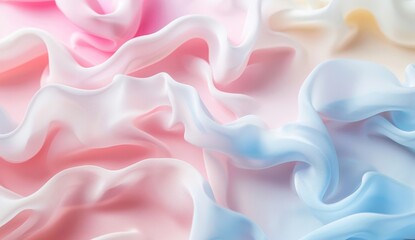 Obraz premium Delicate wavy folds in soft pastel colors of pink and blue bring a serene and enchanting atmosphere, perfect for artistic expression and design
