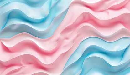 Obraz premium A serene pastel background features smooth wavy elements in gentle pink and blue hues, providing a soothing atmosphere for creative thoughts