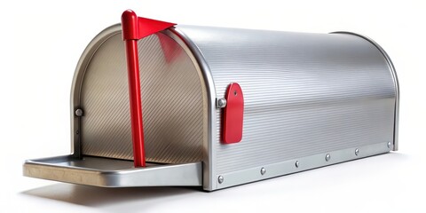 Silver Mailbox on White Background