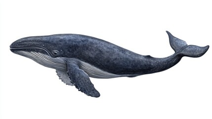 Fototapeta premium Detailed illustration of a blue whale on a white background