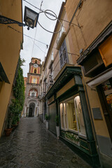 Sorrento Amalfi and Positano towns ona a bad winter weather the Sorrento Peninsula near Naples Italy