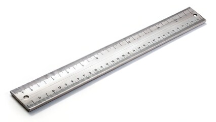 Metal Ruler on White Background