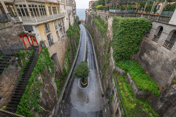 Sorrento Amalfi and Positano towns ona a bad winter weather the Sorrento Peninsula near Naples Italy