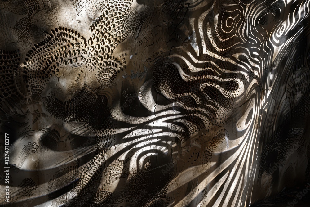 Poster dynamic patterns of light and texture create a captivating atmosphere in a contemporary art installa