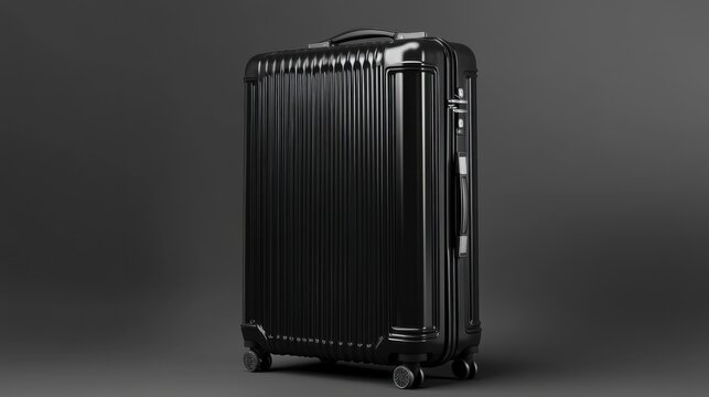 Stylish monochrome suitcase set against a seamless, gradient background.