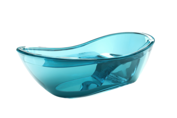 Elegant turquoise glass bowl resting on a white surface with soft lighting highlighting its curves isolated on transparent background