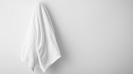 close up of a white towel bathroom on white background