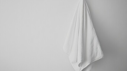 close up of a white towel bathroom on white background