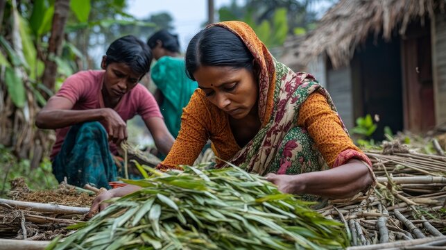 Villagers work hard in a remote village in Mymensingh, Bangladesh on April 22, 2023.
