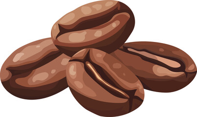 Coffee beans roasted. Vector clipart, illustration with isolated background.